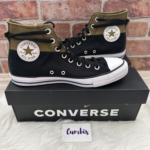 Converse Chuck Taylor High Men's Size 8.5 W 10.5 Black Olive Sneakers A04512F - Picture 1 of 14